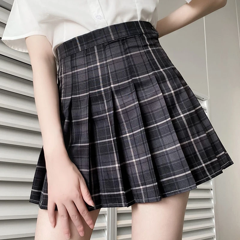 

preppy estilo doce kawaii plissado xadrez saia verão coreano cintura alta mini linha a jk uniforme saias femininas
