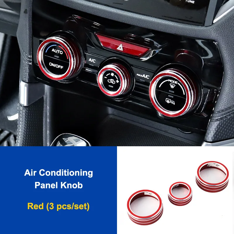 Air Knob Red 3pcs QHCP алюминиевый сплав автомобильный CD аудио стерео Кнопка регулировки переключатель кольцо панель управления AC ручка Крышка для Subaru Forester XV 18-19 - Название цвета: Air Knob Red 3pcs