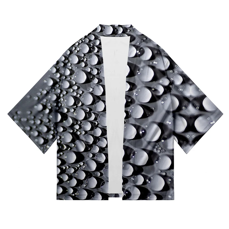 Японский зеленый капли воды костюм 3d печати кимоно рубашки в стиле хип-хоп Для