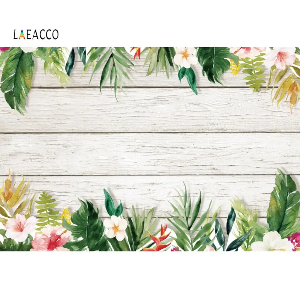 Laeacco Серый Деревянный Доска тропические листья пальмы цветок ребенок ПЭТ портрет