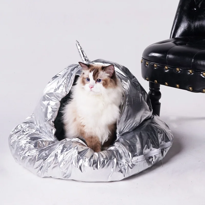 Красивая космическая кровать для кошек и собак взрывобезопасная Золотая