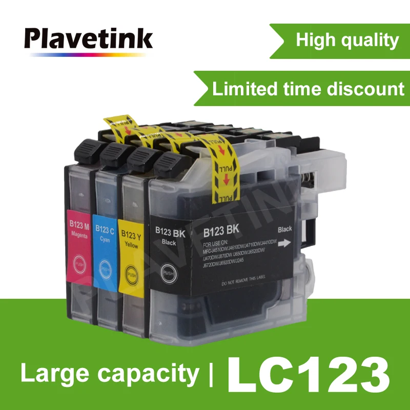 

Чернильные струйные картриджи Plavetink LC123 LC-123 LC 123 XL LC123XL для Brother MFC J4410DW J4510DW J4610DW J4710DW J470DW J6920DW