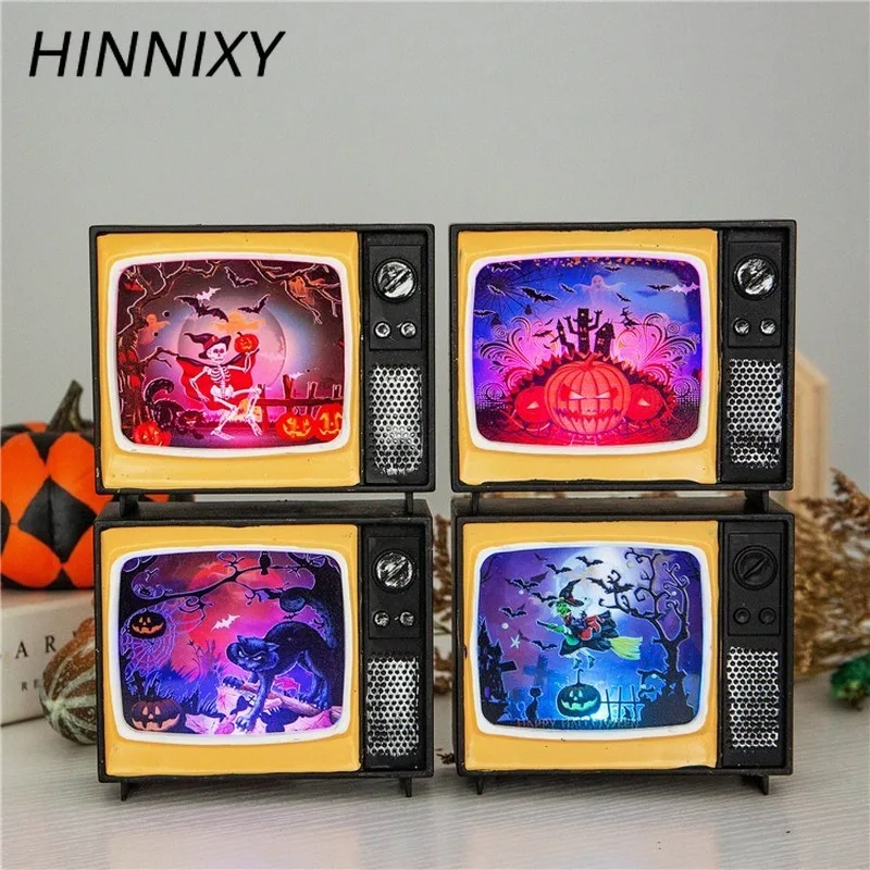 Hinnixy Хэллоуин ночные светильники креативный ретро ТВ светодиодный настольная