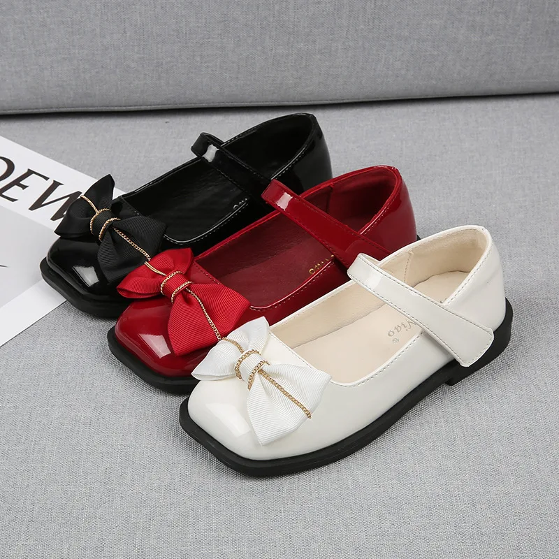 

Кроссовки Детские однотонные с квадратным носком и бантом, на осень