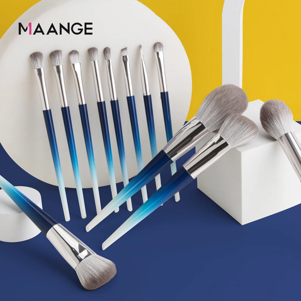 

MAANGE 12pcs High Quality Makeup Brushes Set Large Loose Powder Foundation Highlight Contour EyeShadow Oblique Eyebrow Soft Hair