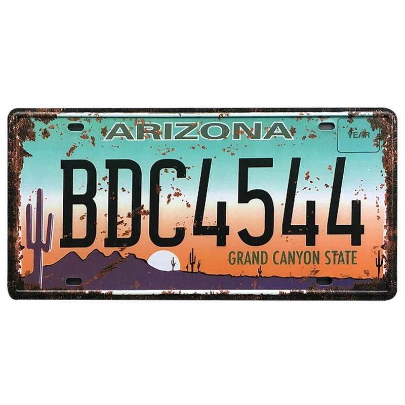 

ARIZONA BDC4544 License CARLATE Vintage Metal Tin Signs Shabby Poster Bar pub home Wall Decor Metal Art Plaque Retro Painting