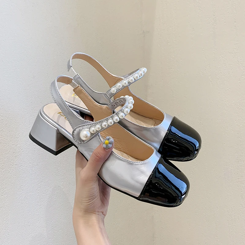 

Mary Jane Female Sandal Block Heels Med Comfort Shoes for Women Espadrilles Platform 2021 Summer All-Match Girls Chunky Medium H