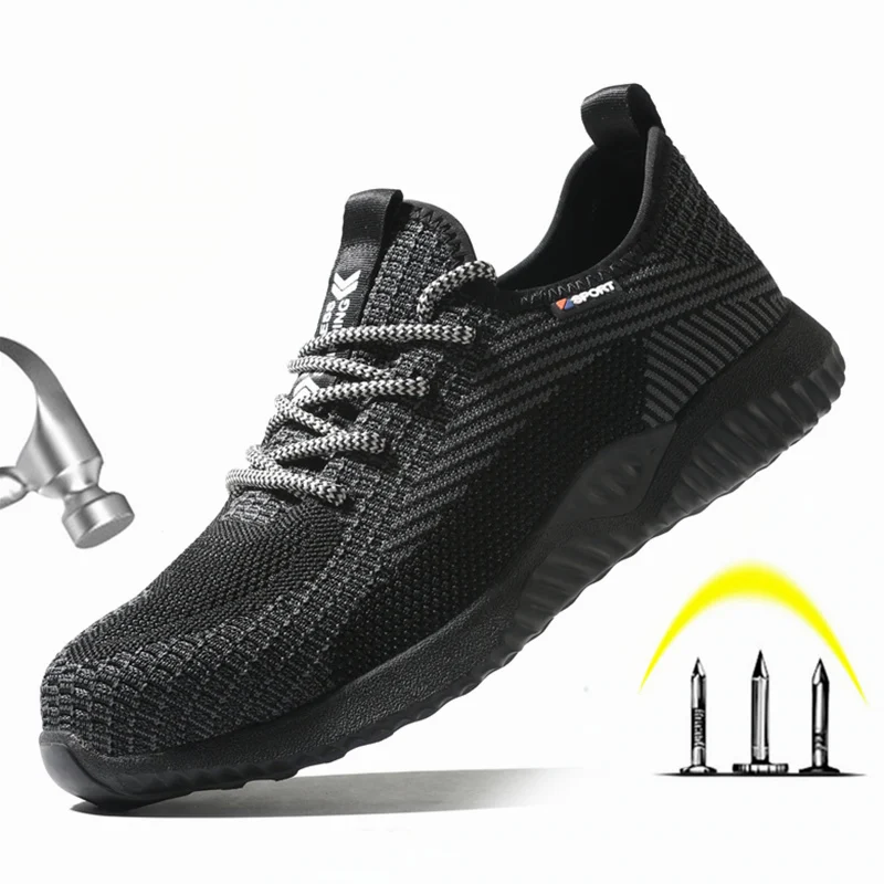 

Breathable Safety Shoes Men's Work Boots Steel Toe Cap Puncture-Proof Indestructible Security Shoes Light Comfortable Sneakers