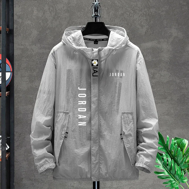 

Spring And Summer Fashion New JORDAN Printed Men'sJacket Youth Leisure Outdoor SportsZipper HoodedQuick-Drying Sunscreen Top