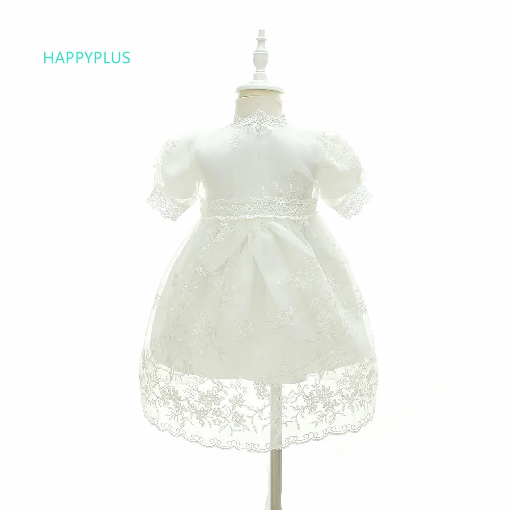 Кружевное белое платье для маленьких девочек HAPPYPLUS наряд на первый день рождения