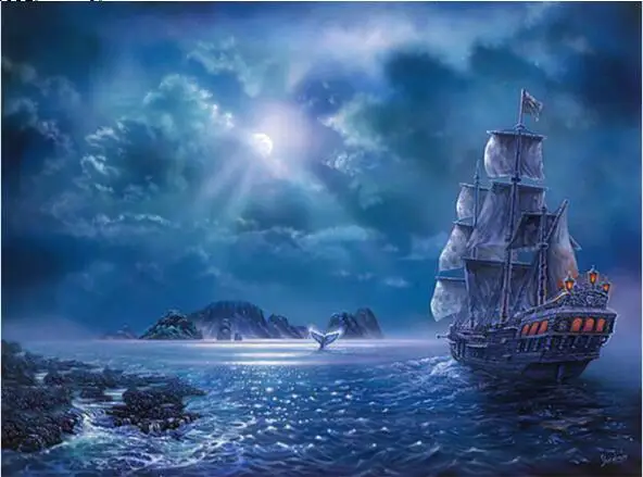 Рукоделие алмазная вышивка парусная лодка сделай сам живопись квадратная