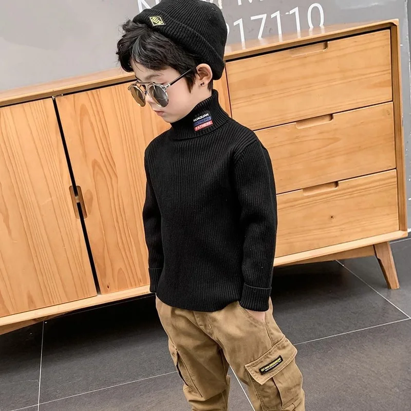

Baby Sweater Girl Casual Solid Turtleneck Knitted Bottoming Shirt Autumn Winter Long Sleeve Kids Boys Clothes Childrens Pullover