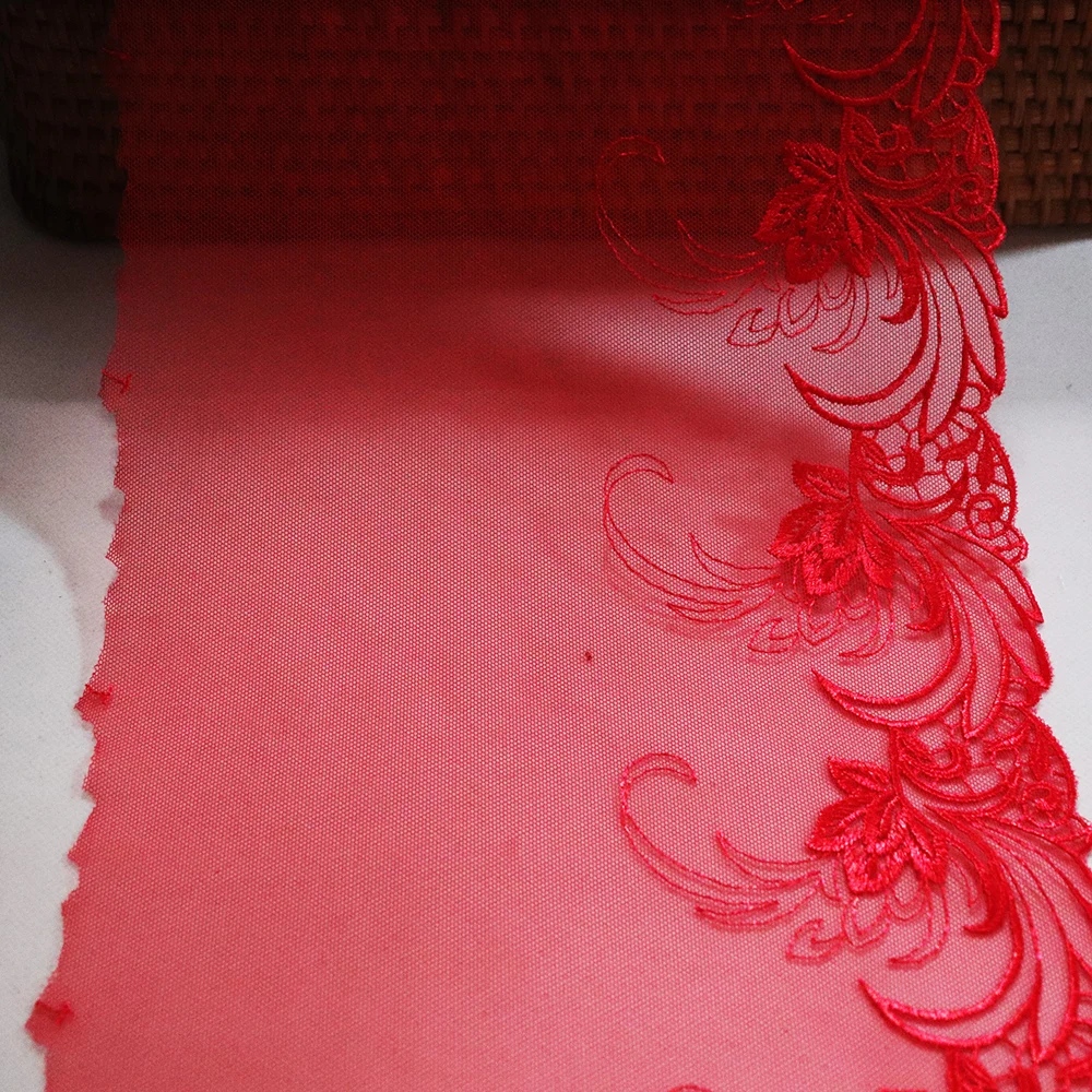 1 метр 21 5 см Феникс Цветочная вышивка кружевная отделка красная сетка швейная