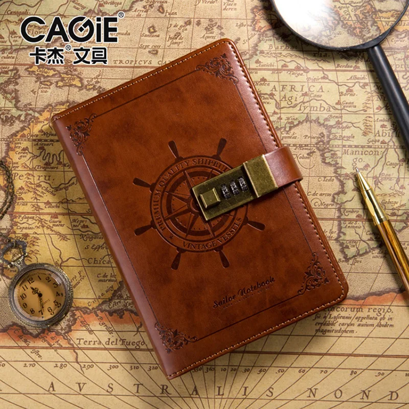 

Vintage Notebook and Journal B6 Diary with Lock Note Book DIY Notepad Agenda Planner Organizer Handbook Travel Sketchbook Supply