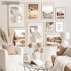 Настенный постер с изображением пейзажа, заката, леса, травы