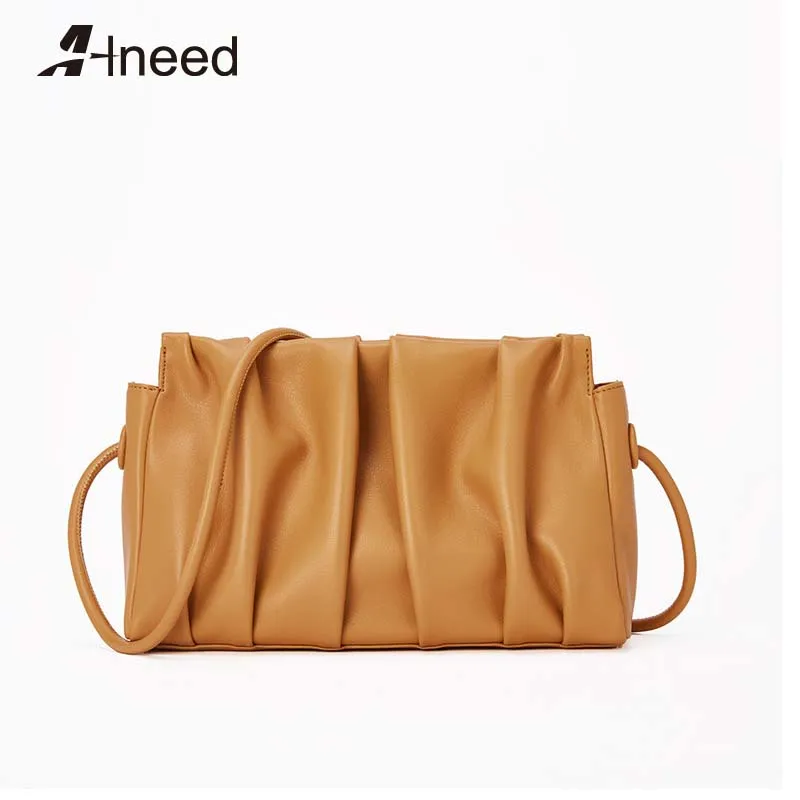 

ALNEED кошельки и сумочки, роскошная сумка, женские сумки, дизайнерская плиссированная Сумка-тоут, сумки на плечо из натуральной кожи, большая ...