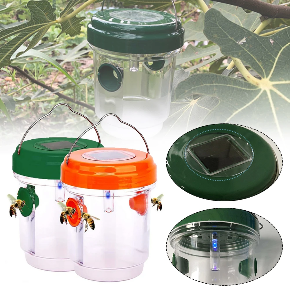 

Solar Powered Wasp Trap Fruit Fly Trap for Wasp Bees Hornets with Double Entry Wasp Killer for Outdoor Garden Park