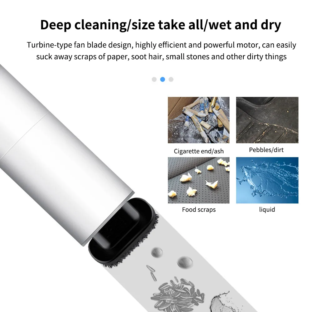 ALLOMN Mini Car Suction Vacuum Cleaner Low Noise Handheld Cylinder Dust Dry Wet Duel Use Strong Practical |