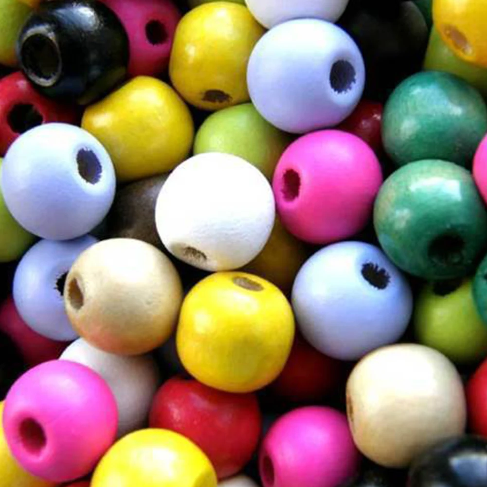 100 шт. 12 мм Деревянные Круглые Подвески Красочные DIY бусины для изготовления