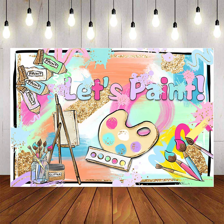 

Mehofond фон для фотосъемки с изображением Let's Краски на день рождения Краски ing платье для бардак брызги арт вечерние граффити фон для студийно...