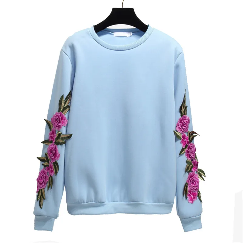 Женский свитер с вышивкой в стиле Харадзюку свободный розовый Корейском осенняя