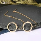 Корейские полые круглые серьги SMJEL, женские серьги из нержавеющей стали с золотистой цепочкой, длинные серьги-цепочки, ювелирные изделия, подарок для любимых