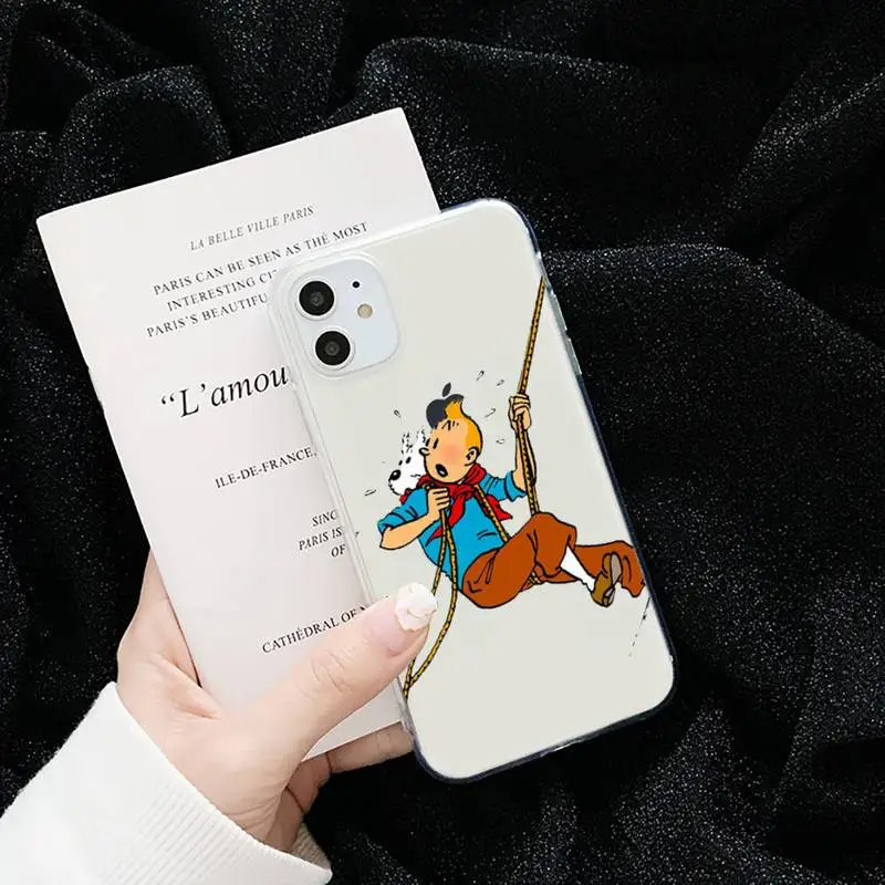 

The Adventures of Tintin Phone Cases Transparent for iPhone 6 7 8 11 12 s mini pro X XS XR MAX Plus cover funda shell