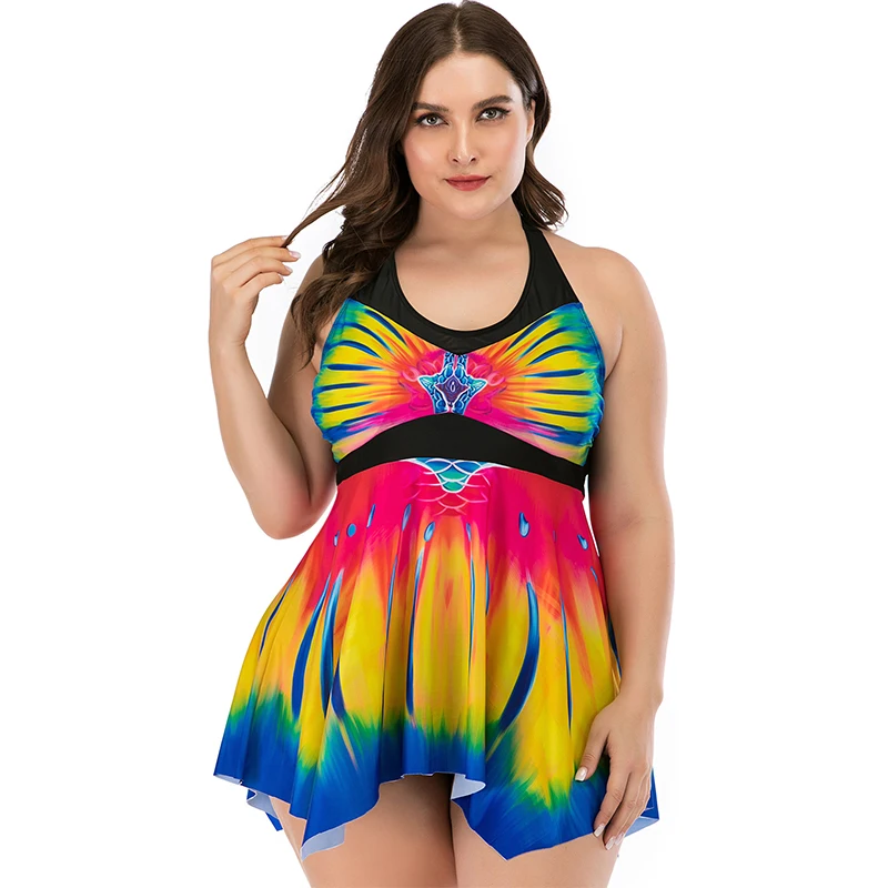 Женский купальник танкини с принтом Раздельный из двух предметов большие