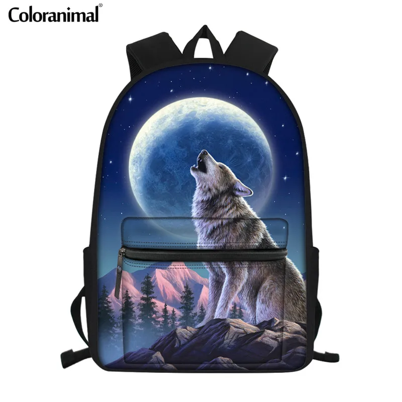 Coloranimal 3D Луна волк школьная сумка для девочек-подростков Фиолетовый Космические