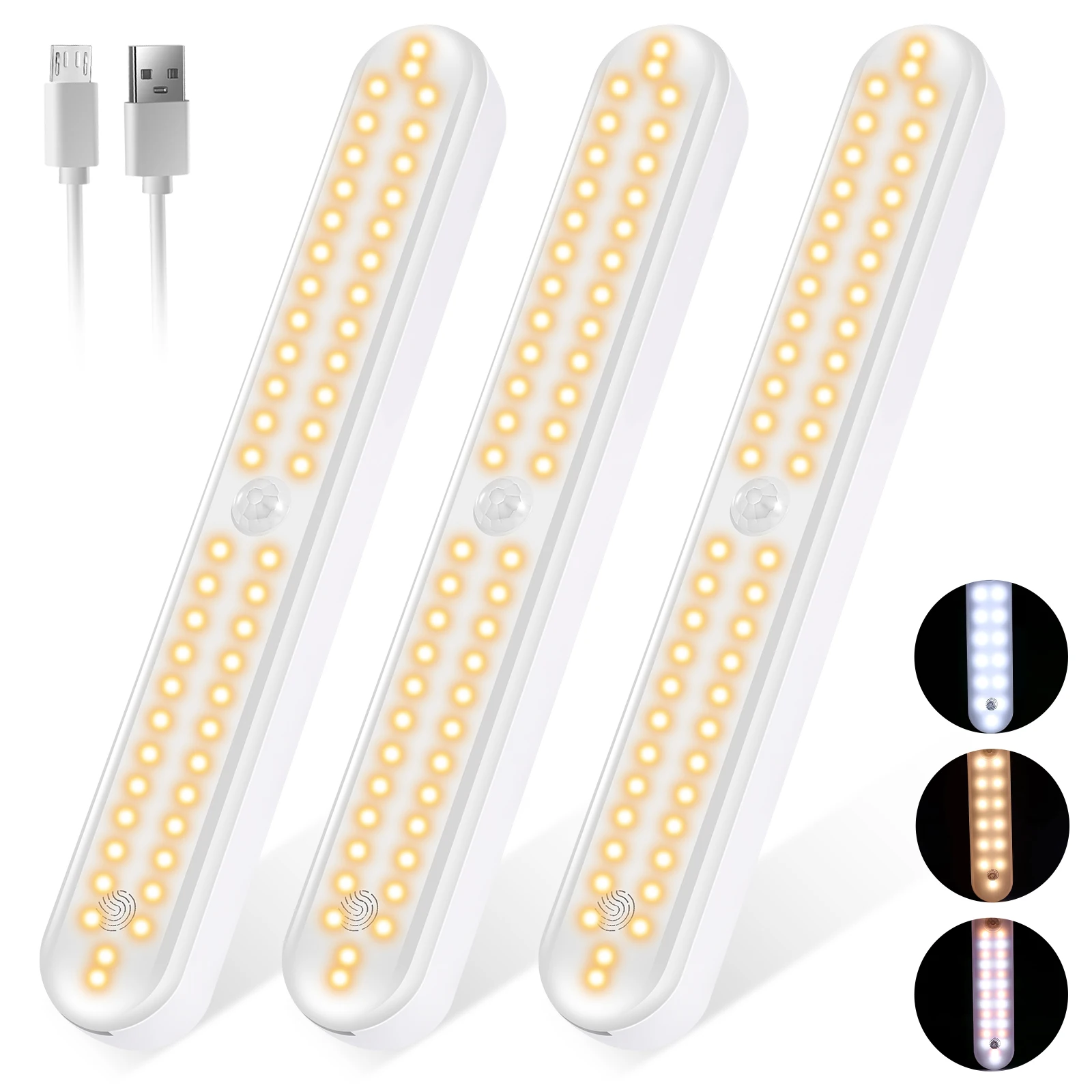 Night Light Wireless Motion Sensor USB Rechargeable LED Lamp Smart Backlight for Cabinets Kitchen Bedroom | Освещение