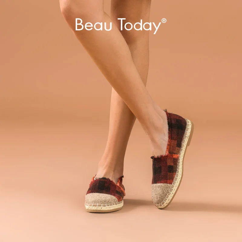 BeauToday/лоферы женская клетчатая Тканевая обувь в рыбацком стиле Разноцветные