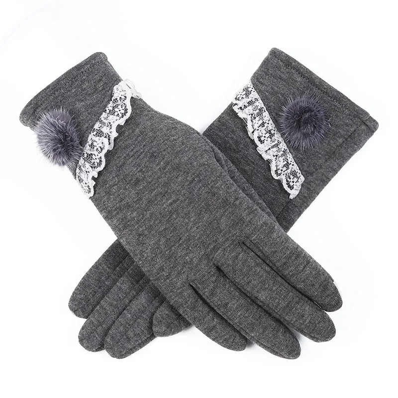 Mink Grey--Velvet Зимние женские перчатки, ручные варежки для женщин, шерстяные женские вязаные кашемировые наручные перчатки Luva, перчатки для вождения автомобиля, перчатки для сенсорного экрана - Цвет: Mink Grey--Velvet