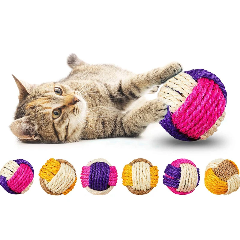 

Cat Ball Toy Funny Interactive Dog Toys Play Chewing Rattle Scratch Catch Pet Cats Exercise Toy 10PCS/Pack Sisal Balls