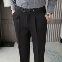 2021 man slim suit pants casual business trousers fashion men formal wedding dress pants street wear male clothing black gray