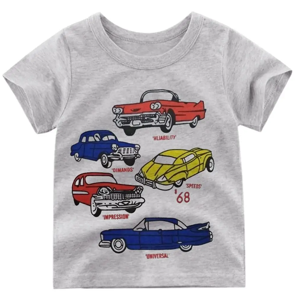 

Cartoon Printing Children Kids Color Matching Short Sleeve T-shirt Summer Fitness Tees