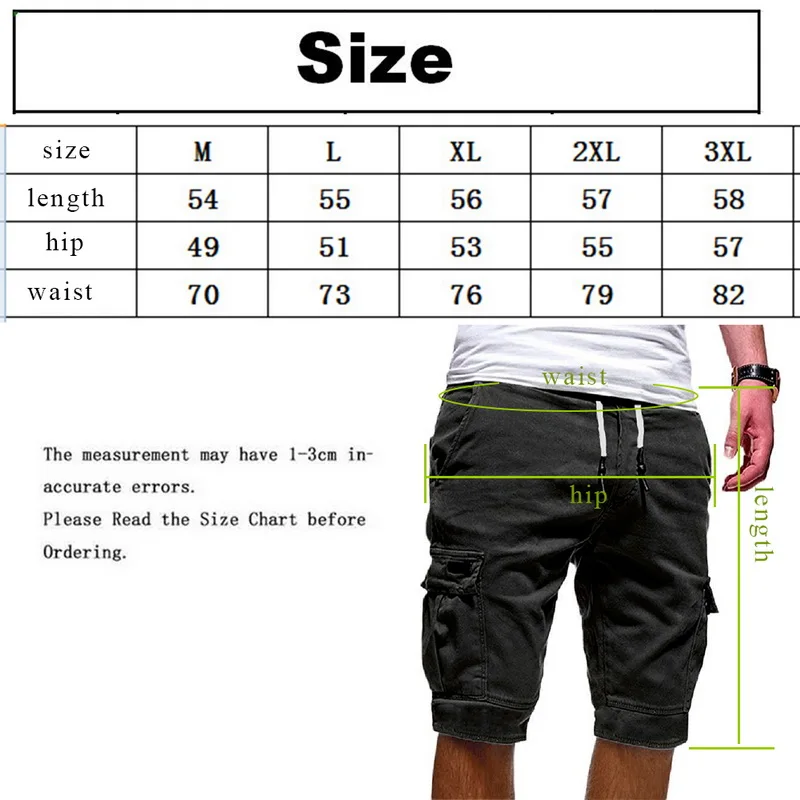 

2020 Hot Summer Casual Shorts Men's Cargo Multi-pocket Shorts Mens Solid Color Drawstring Fashion Shorts Streetwear