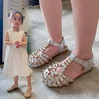 fashion children hollow out rivet sandals little girls shoes princess sandal kids single shoe soft soled black gold silver 1 6t