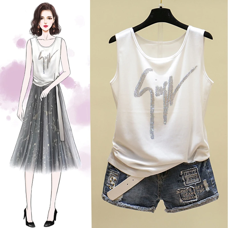 Женский топ на бретельках в Корейском стиле с буквенным принтом черно белые