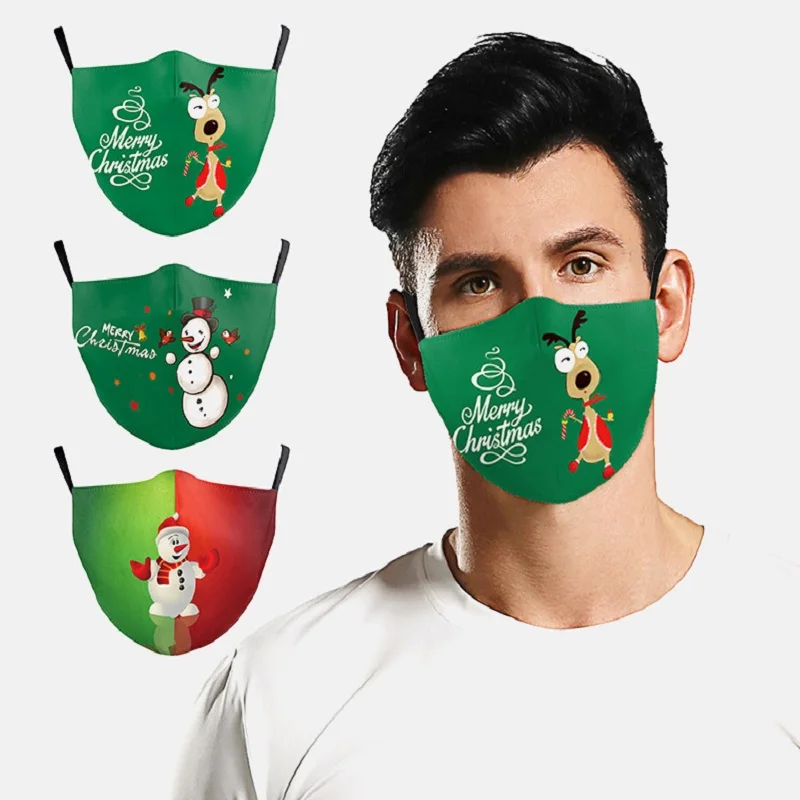 Многоразовая моющаяся маска для рта с 3d принтом Счастливого Рождества лося Wapiti