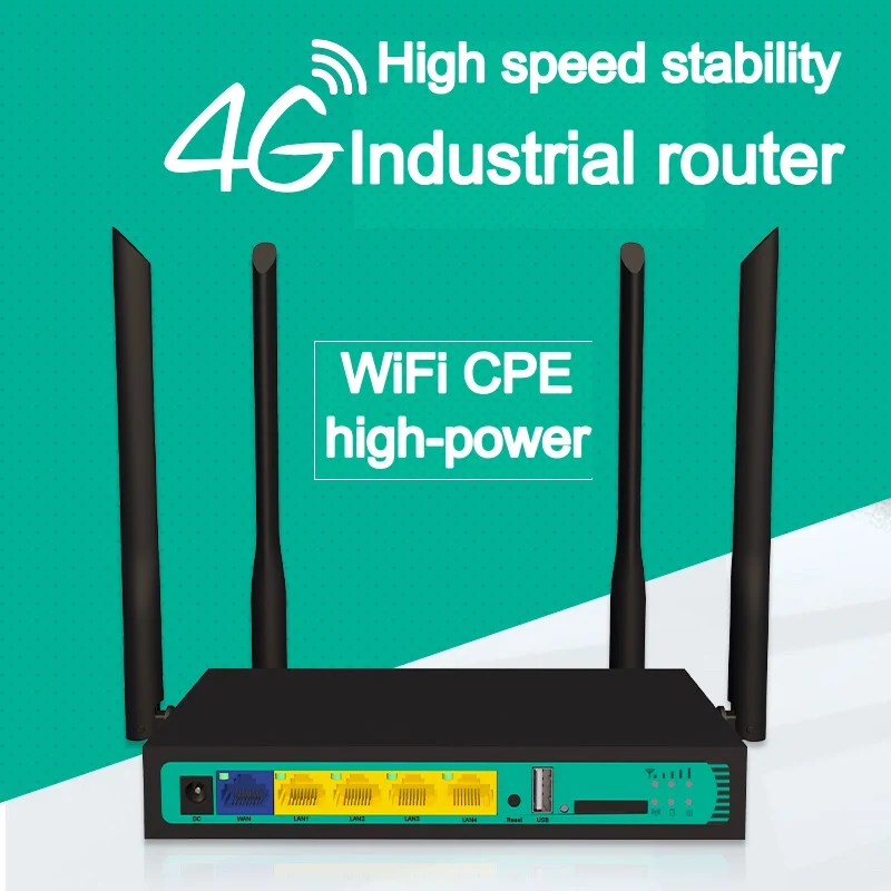High Speed Industry CPE with SIM Card Slot and 4pcs External Antennas 4G LTE WiFi Wireless Router 300Mbps