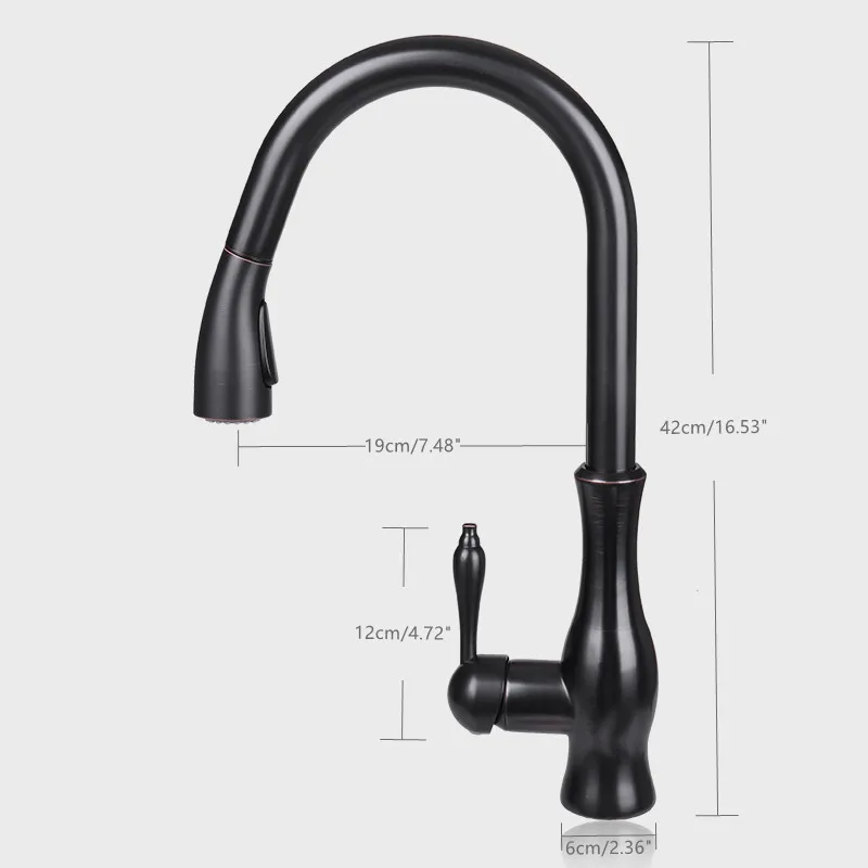 Выдвижной черный кухонный кран Однорычажный смеситель для воды кухни с