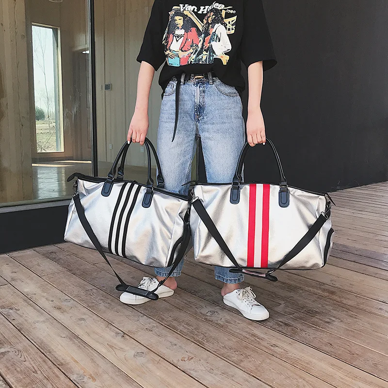 Sports Fitness Yoga PU Bags Women Travel Sport Handbag Large Capacity Waterproof Portable Training Gym Bags Shoes Storage HAB610