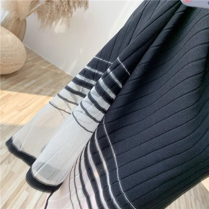 

Summer Beach Gauze Sleeveless Knitted Dress Women Korean Fashion Solid Color Tank Dresses Casual O-Neck Sexy Bodycon Dress