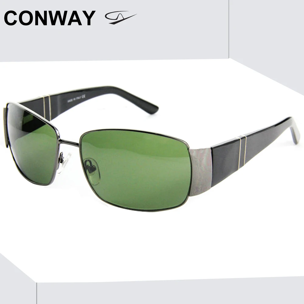

Conway Mens Sunglasses for Large Head Pilot Driving Glasses Goggles Anti Glare Reflection Metal Frame Sun Glasses Rectangular