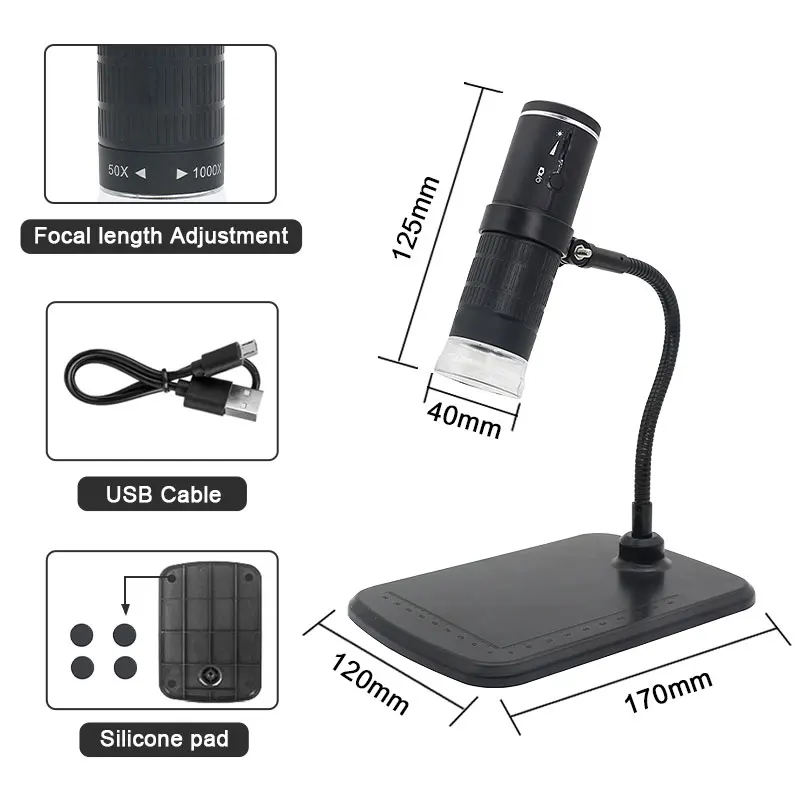1000X цифровой микроскоп HD 1080P светодиодный USB Wi Fi фотокамера для смартфона