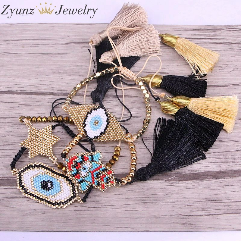 5 шт., браслет Miyuki Hamsa Hand/Star/Eye, элегантный трендовый браслет для женщин, для девочек, очаровательный ювелирный браслет