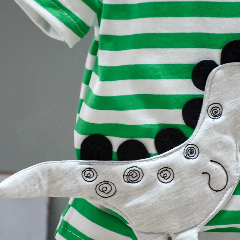 

Summer Children Striped Clothing Baby Boys Girls Cotton T Shirt Shorts 2Pcs/sets Kids Infant Clothes Toddler Cartoon Sportswear