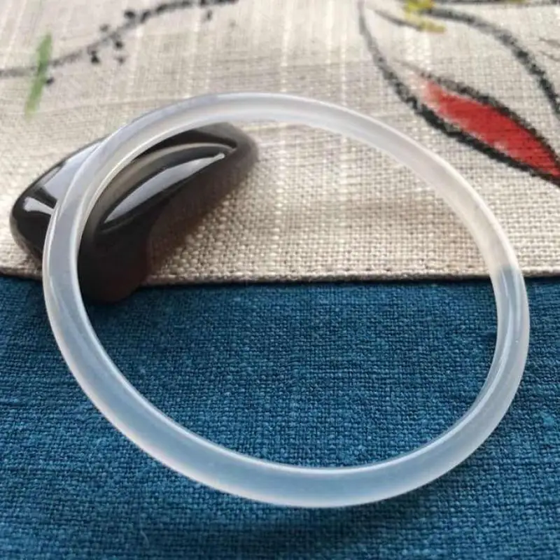 

Natural Genuine Ice White Jade Bracelet Bangles Hand-carved Round Bar Bracelet Jewelry Lucky Amulet Gifts For Women And Men