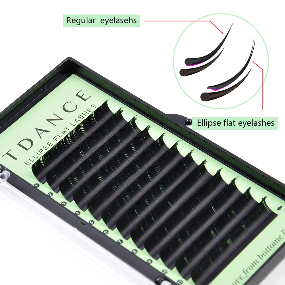 TDANCE 50 лотков/лот наращивания ресниц в виде плоского эллипса ресницы матовой