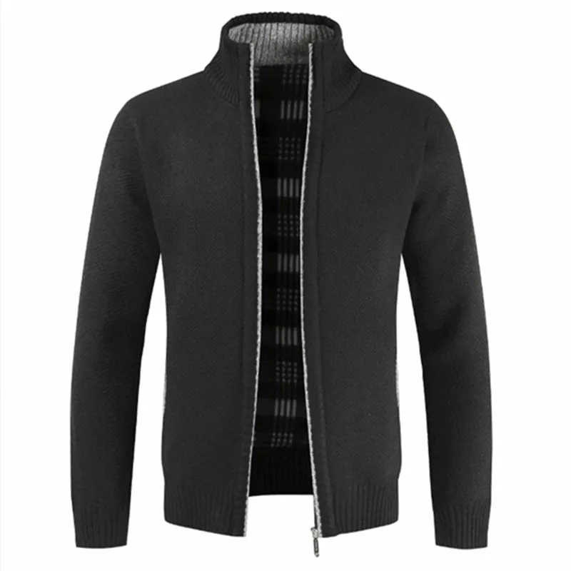 

ER YA ER YUN Autumn Winter New Men's Jacket Slim Fit Stand Collar Zipper Jacket Men Solid Cotton Thick Warm Jacket Men